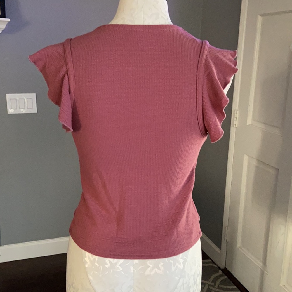 American Rag Cross Front Ruffle Knit Top - Picture 4 of 8